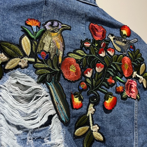Handmade Distressed and Patchwork Denim jacket - Picture 3 of 6